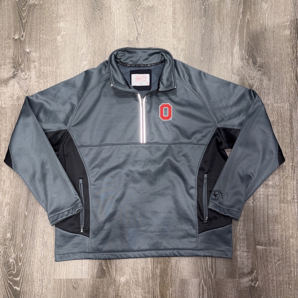 Ohio State Varsity Authentic Apparel  1/4 Zip Jacket Men's XL Soft Shell Fleece